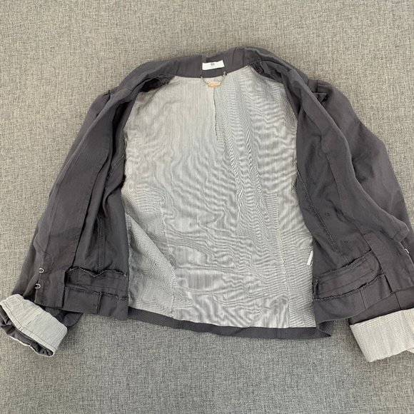 Ali & Kris Gray Jacket Medium Cuffed Long Sleeves Collared Cotton Button Detail - Picture 8 of 14